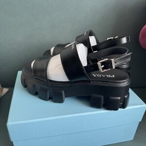 New Women‘s Prada Black Platform Sandals